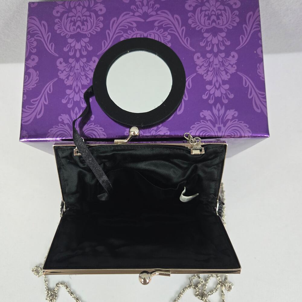 Antique Art Deco Black Beaded Clamshell Clutch Purse Snap Closure Chain Strap - Picture 9 of 14